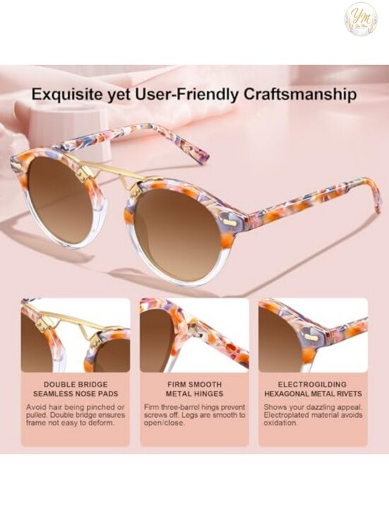 Retro Acetate Polarized Round Sunglasses UV400 Women\'s main image 5